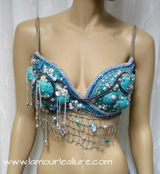 Turquoise Shell Mermaid Bra Cosplay Dance Costume Rave Bra Rave Wear  Halloween Burlesque Show Girl · L'Amour Le Allure · Online Store Powered by  Storenvy