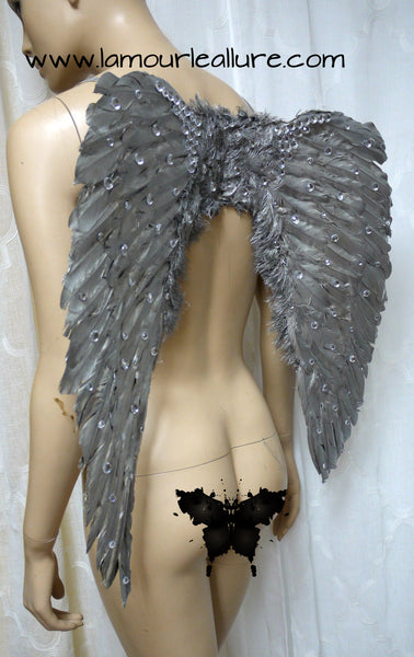 Medium Rhinestone Angel Wings Samba Cosplay Dance Costume Rave Bra Halloween