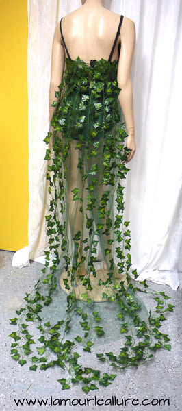 Full Poison Ivy Monokini Gown Dress Costume Rave Bra Rave Wear Cosplay Halloween
