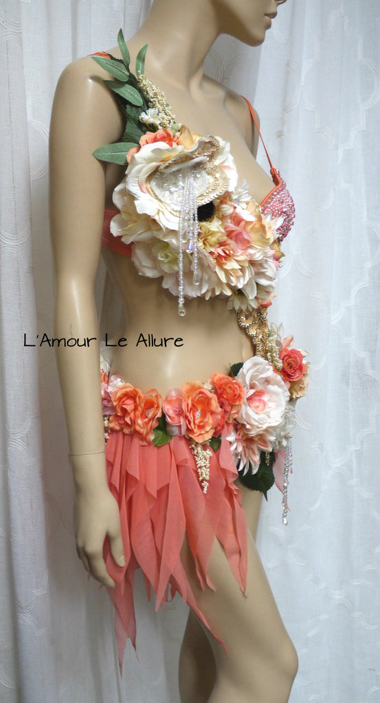 Sweet as a Peach Spring Fairy Bra and Skirt Monokini Costume – L