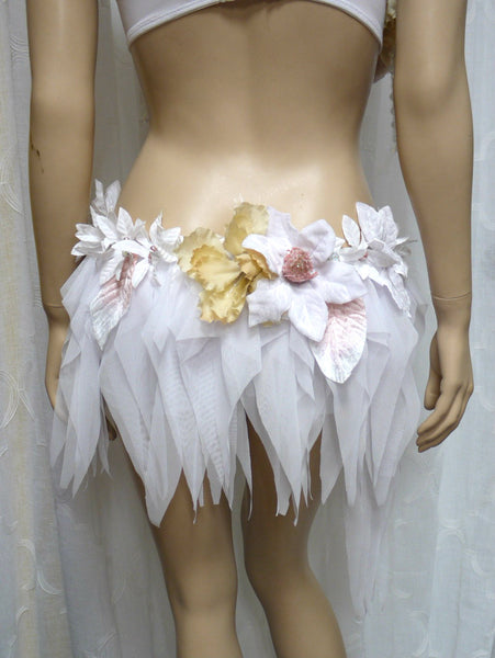 Winter White Pink Fairy Monokini Dance Halloween Rave Bra Costume