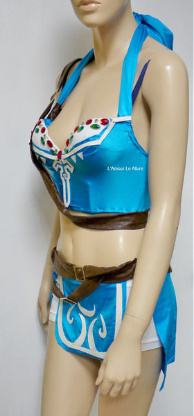 Breath of the Wild Legend of Zelda Link Bustier and Skirt Cosplay Costume