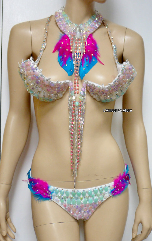 Pastel Unicorn Princess Diamond Samba Carnival Top, Necklace and Botto – L' Amour Le Allure