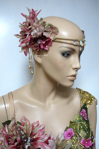 Golden Spring Fairy Goddess Flower Crown Halloween Costume Headband Headpiece Rave
