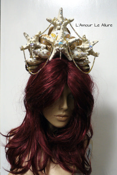 White Gold Tiara Mermaid Crown Dance Costume Halloween