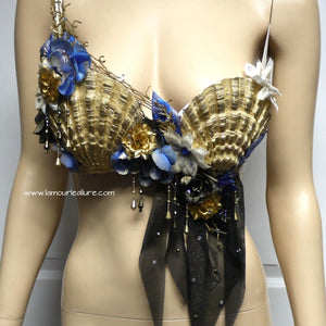 Gold Shell Midnight Dream Mermaid Siren Bra Top