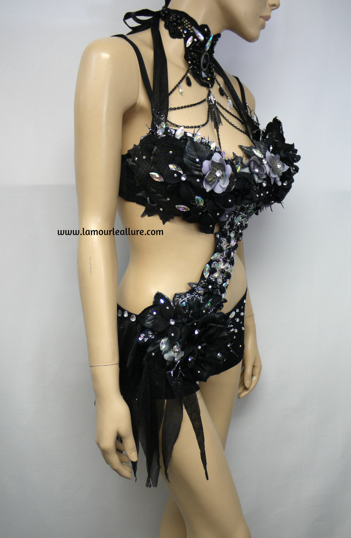 Bronze Copper Victorian Lace Fairy Monokini Bra and Shorts Costume