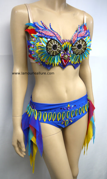 EDC Electric Daisy Carnival Owl Bra and Shorts Costume
