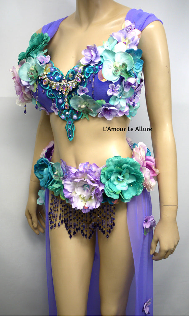 Two Piece Lavender Purple and Turquoise Teal Fairy Gown with Train