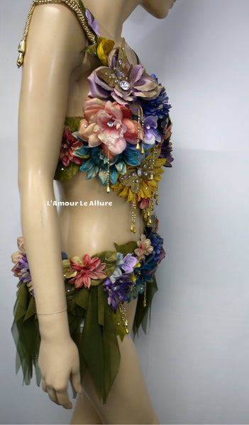 Blue Pink Yellow Lavender and Gold Spring Fairy Monokini Costume