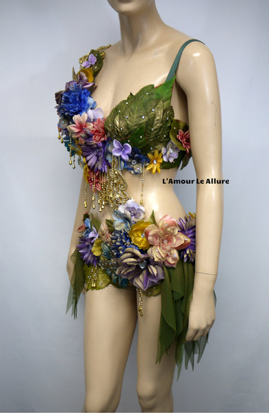 Blue Pink Yellow Lavender and Gold Spring Fairy Monokini Costume