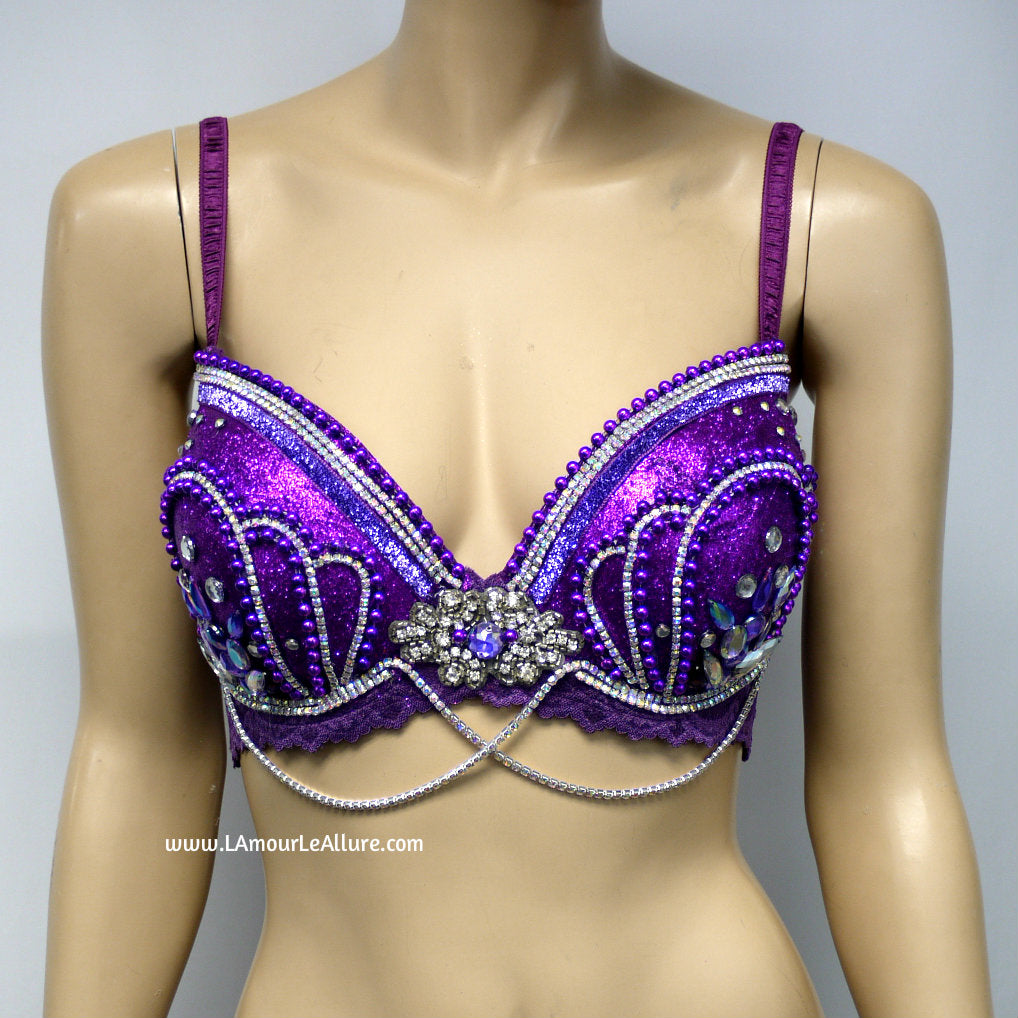 Princess Ariel Purple Glitter Iridescent Silver Mermaid Top – L