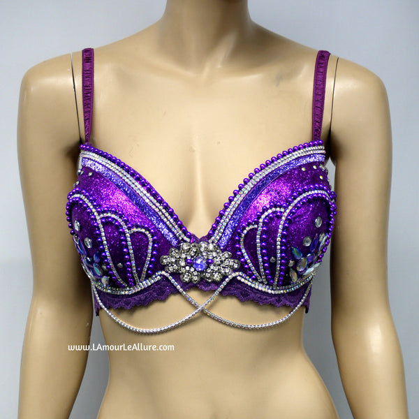 Princess Ariel Purple Glitter Iridescent Silver Mermaid Top