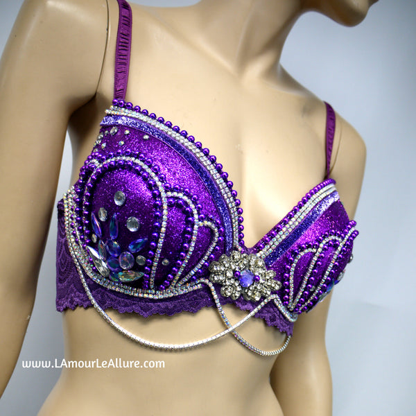 Princess Ariel Purple Glitter Iridescent Silver Mermaid Top