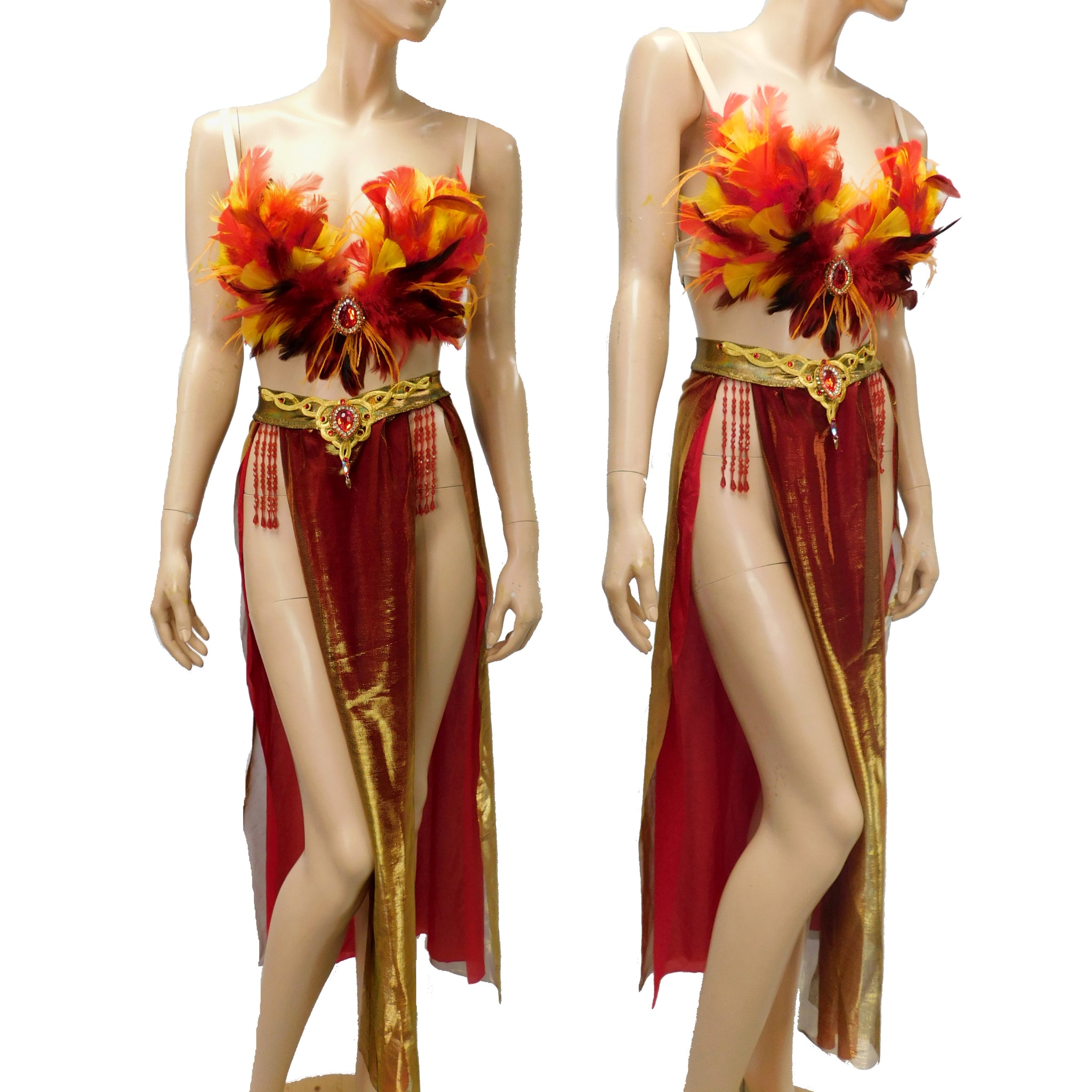 Gold and Red Phoenix Girl On Fire Flame Carnival Samba Rave Top Dance –  L'Amour Le Allure