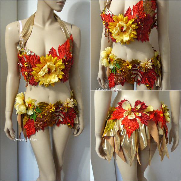 Two Piece Autumn Fall Fairy Bra and Bottom Costume