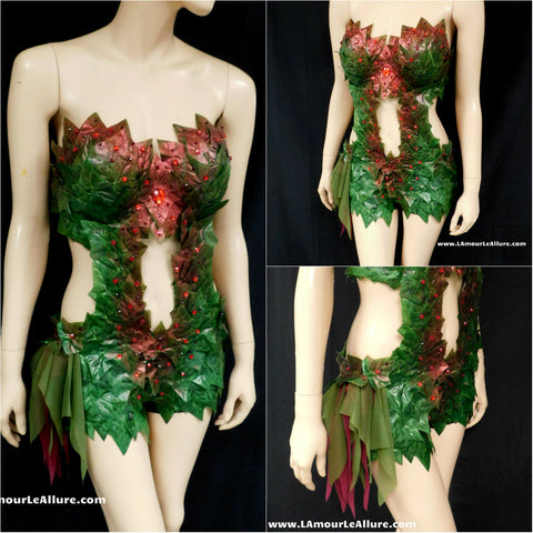 Poison Ivy Monokini Body Suit Costume Rave Bra Cosplay Halloween