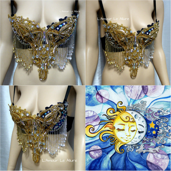 Silver Gold Beaded Sun and Moon Top
