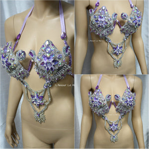 Iridescent Lavender Diamond Samba Carnival Top Show Girl