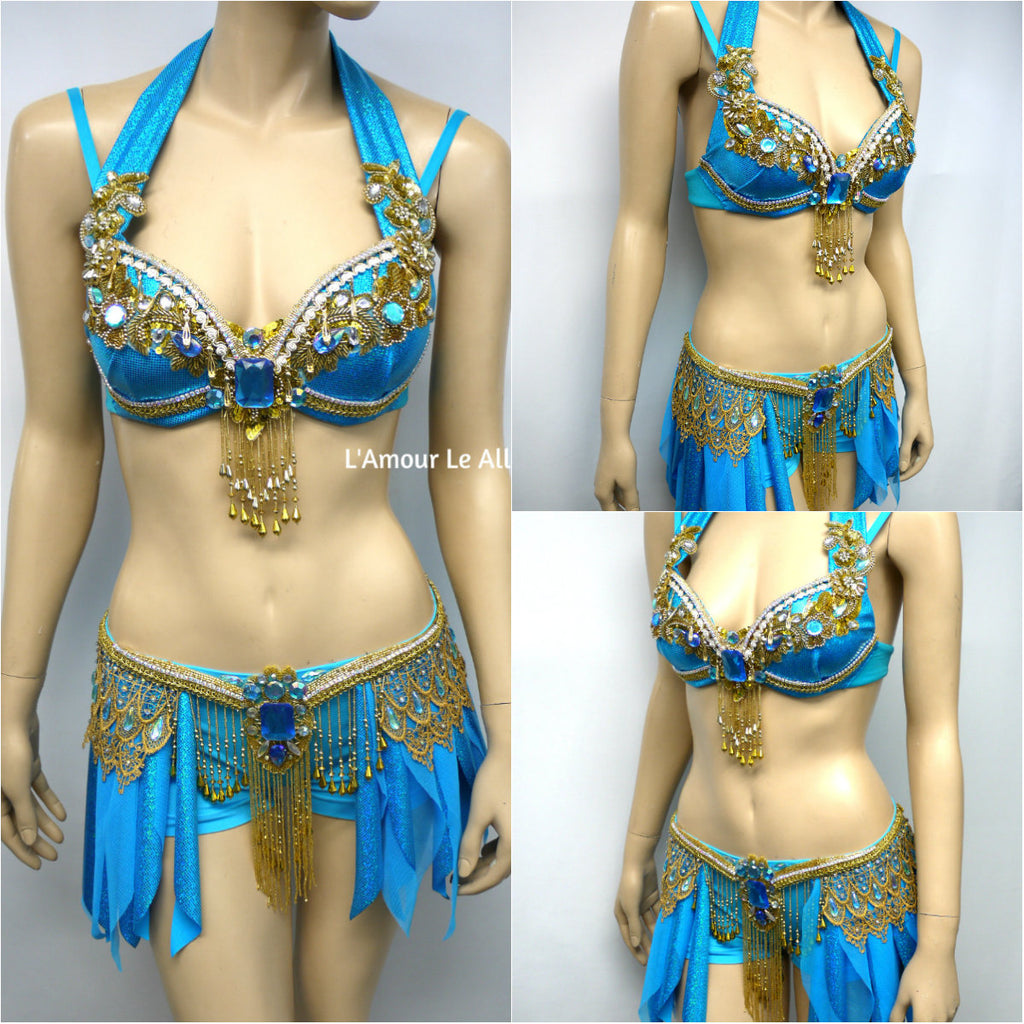 Jade Princess Jasmine Gold Chain Bra and Belly Dancer Skirt