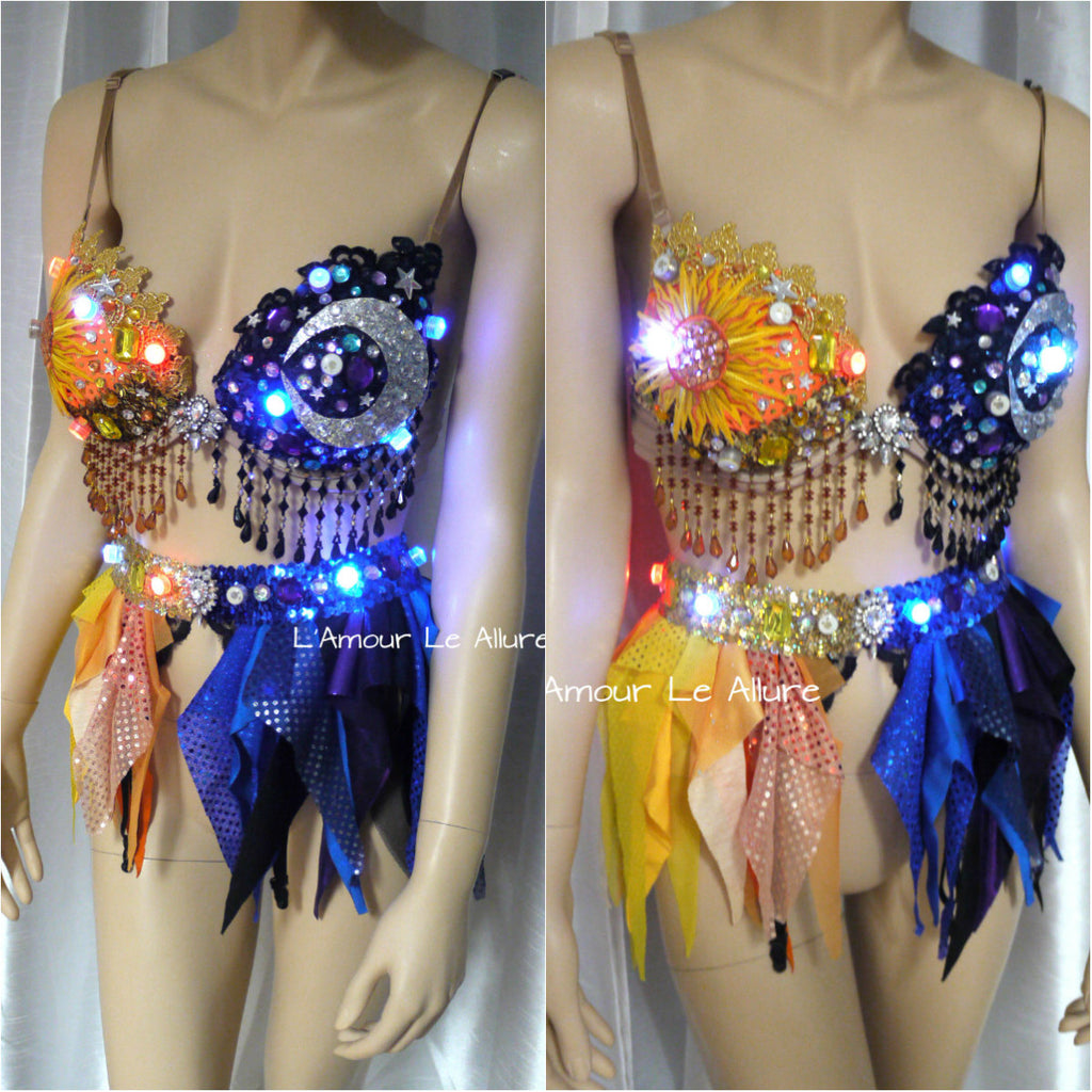 LED Sun and Moon Rave Bra and Garter Belt – L'Amour Le Allure