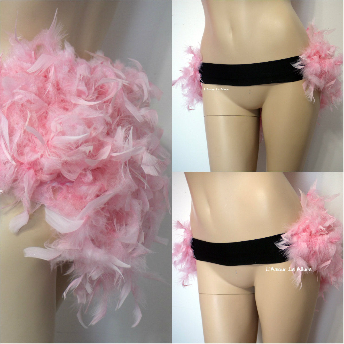 Ballet Pink and Black Feather Bustle