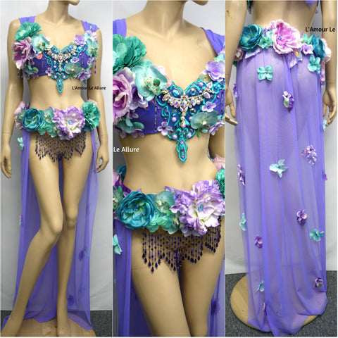 Lavender Butterfly Flower Fairy Bra Dance Rave Halloween Costume