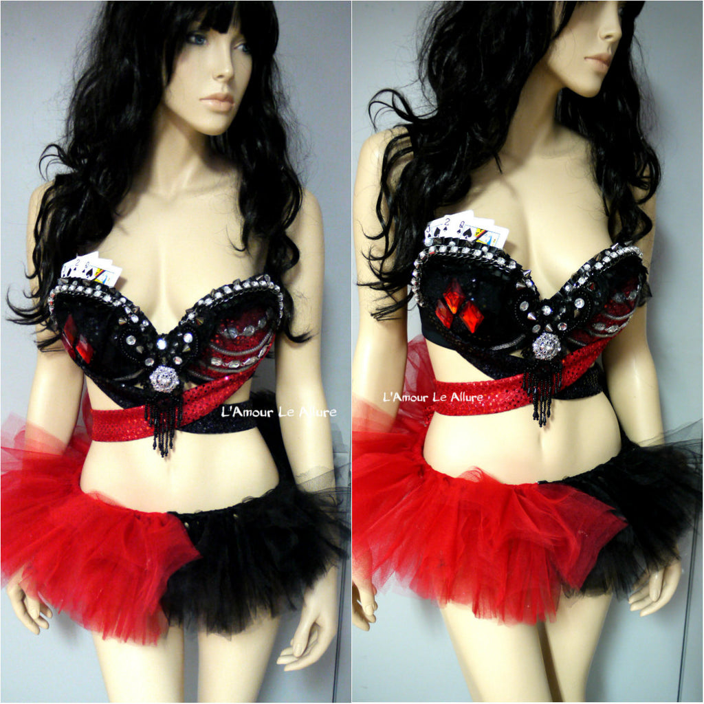 Harley Quinn Bra and tutu Cosplay Dance Costume Rave Bra Halloween –  L'Amour Le Allure