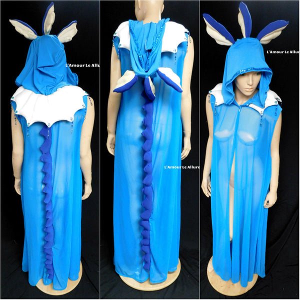 Vaporeon Pokemon Ear Cape Robe Cosplay Costume