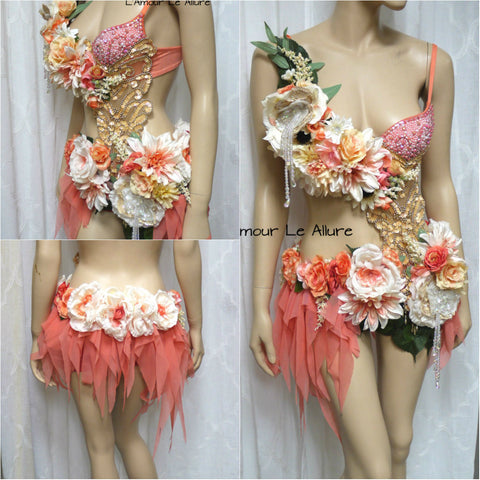 Spring Peach Fairy Bra and Skirt Monokini Costume
