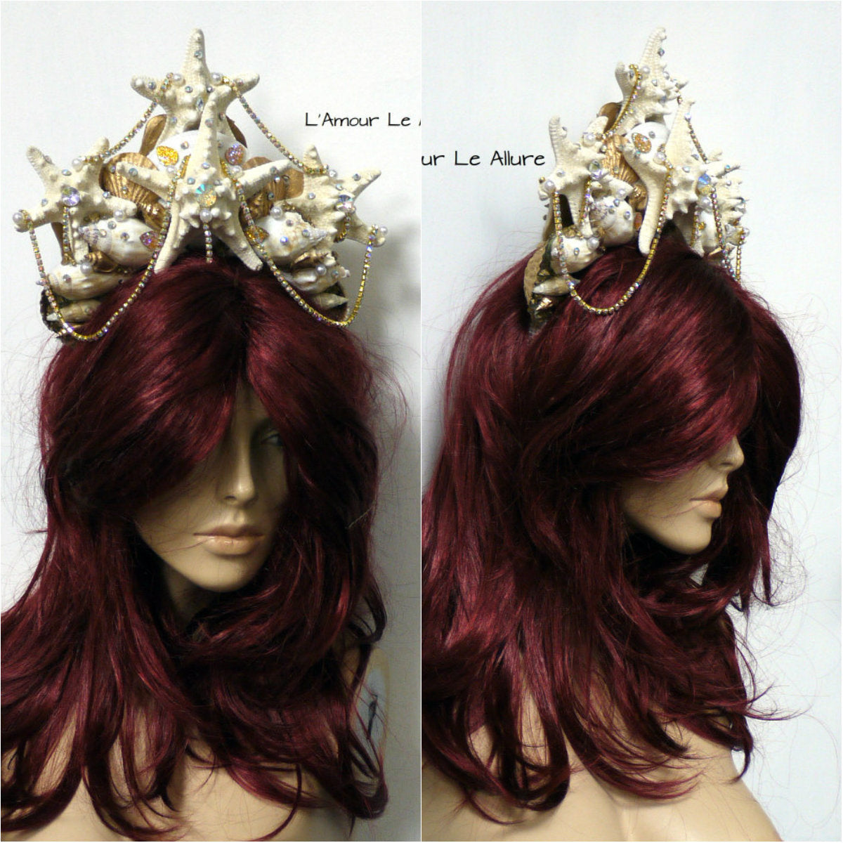 White Gold Tiara Mermaid Crown Dance Costume Halloween