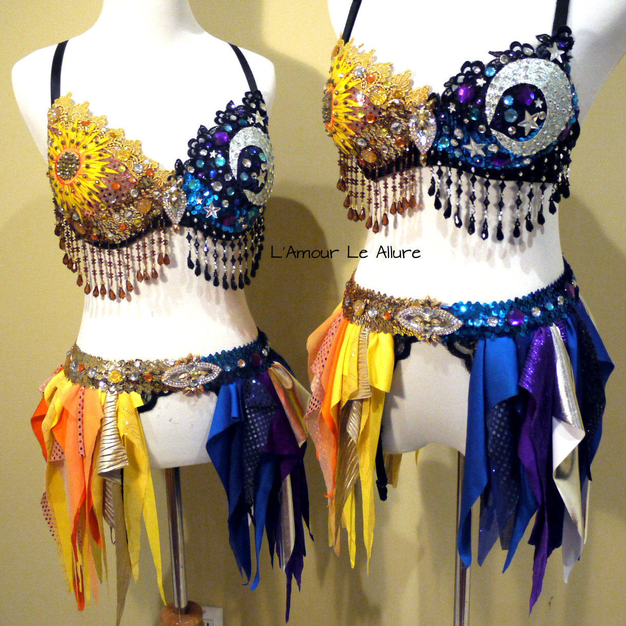 Galaxy Sun and Moon Rave Bra and Garter Belt Dance Halloween Costume L'Amour Le Allure Galaxy Sun and Moon Rave Bra and Garter Belt Dance Halloween Costume L'Amour Le Allure