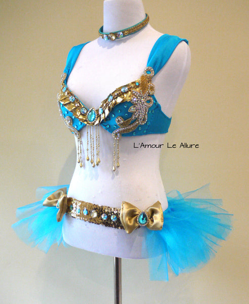 Disney Princess Jasmine Cosplay Dance Costume Rave Bra Halloween Comicon