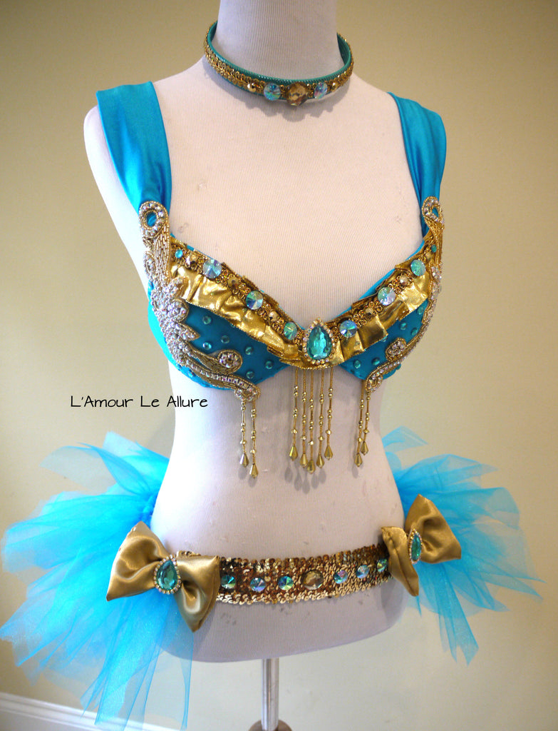 Disney Princess Jasmine Cosplay Dance Costume Rave Bra Halloween Comic ...