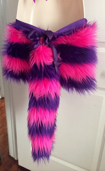 Alice In Wonderland Cheshire Cat Fur Tail with bow Rave Accessories