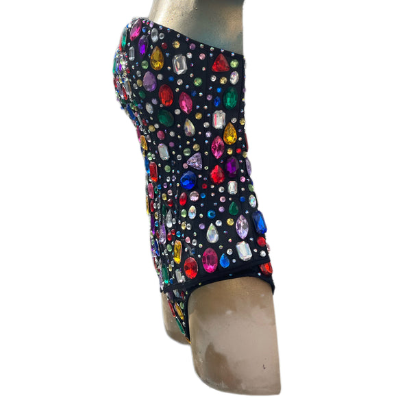 Rainbow Bejeweled Corset and Panty Costume