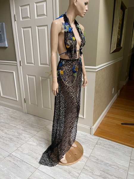 Dark Siren Of The Sea with long netted skirt